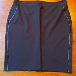 Talbots black pencil skirt with leather detail, size 16
